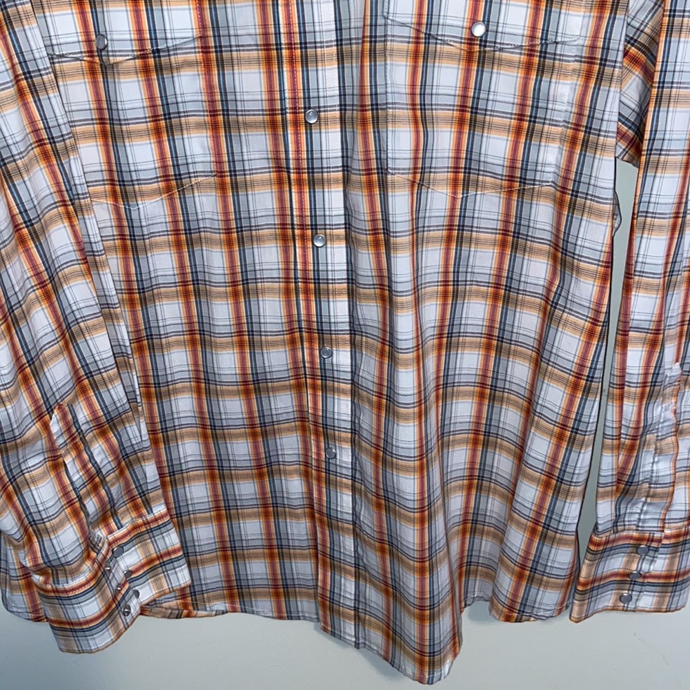 Wrangler Mens XLarge Western Plaid Pearl Snap Long Sleeve Shirt Pockets Rodeo - Picture 4 of 9
